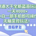 （9479期）寻道大千全新蓝海玩法，一天4000+，小白一部手机即可操作，无脑变现玩法！-我创创业-副业网-网络创业-资源分享-网课资源-学习教程-学知识-自媒体-抖音-视频号-小红书-网络项目,赚钱软件,副业,兼职,学生赚,挂机赚-我创创业-副业网-5ccy.cn