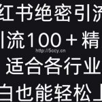 小红书绝密引流术,一天引流100+精准流量,适合各个行业,小白也能轻松上手【揭秘】-我创创业-副业网-网络创业-资源分享-网课资源-学习教程-学知识-自媒体-抖音-视频号-小红书-网络项目,赚钱软件,副业,兼职,学生赚,挂机赚-我创创业-副业网-5ccy.cn