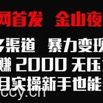 （9076期）全网首发，金山夜话多渠道暴力变现，日赚2000无压力，项目实操新手也能做-我创创业-副业网-网络创业-资源分享-网课资源-学习教程-学知识-自媒体-抖音-视频号-小红书-网络项目,赚钱软件,副业,兼职,学生赚,挂机赚-我创创业-副业网-5ccy.cn