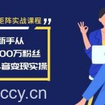 (8867期)抖音矩阵实战课程:新手从0到100万粉丝,全套抖音变现实操-我创创业-副业网-网络创业-资源分享-网课资源-学习教程-学知识-自媒体-抖音-视频号-小红书-网络项目,赚钱软件,副业,兼职,学生赚,挂机赚-我创创业-副业网-5ccy.cn