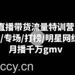 (8852期)直播带货流量特训营:起新号/专场/打榜/明星网红助播,月播千万gmv-我创创业-副业网-网络创业-资源分享-网课资源-学习教程-学知识-自媒体-抖音-视频号-小红书-网络项目,赚钱软件,副业,兼职,学生赚,挂机赚-我创创业-副业网-5ccy.cn