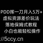 PDD挥一刀月入5万 ,虚拟资源差价玩法,落地保姆式教程,小白也能轻松操作-我创创业-副业网-网络创业-资源分享-网课资源-学习教程-学知识-自媒体-抖音-视频号-小红书-网络项目,赚钱软件,副业,兼职,学生赚,挂机赚-我创创业-副业网-5ccy.cn