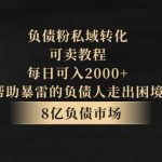 负债粉私域转化，可卖教程，每日可入2000 ，无需经验-我创创业-副业网-网络创业-资源分享-网课资源-学习教程-学知识-自媒体-抖音-视频号-小红书-网络项目,赚钱软件,副业,兼职,学生赚,挂机赚-我创创业-副业网-5ccy.cn
