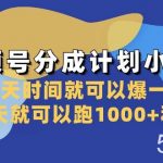 （8232期）视频号分成计划小项目：几天时间就可以爆一条，两天就可以跑1000 利润-我创创业-副业网-网络创业-资源分享-网课资源-学习教程-学知识-自媒体-抖音-视频号-小红书-网络项目,赚钱软件,副业,兼职,学生赚,挂机赚-我创创业-副业网-5ccy.cn