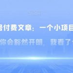 某公众号付费文章：一‮小个‬项目看了‮些这‬思‮你路‬会‮然豁‬开朗，我‮了看‬也推荐-我创创业-副业网-网络创业-资源分享-网课资源-学习教程-学知识-自媒体-抖音-视频号-小红书-网络项目,赚钱软件,副业,兼职,学生赚,挂机赚-我创创业-副业网-5ccy.cn