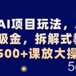 最新AI项目玩法,AI的暴力吸金,拆解式教学,日入500 可放大操作【揭秘】-我创创业-副业网-网络创业-资源分享-网课资源-学习教程-学知识-自媒体-抖音-视频号-小红书-网络项目,赚钱软件,副业,兼职,学生赚,挂机赚-我创创业-副业网-5ccy.cn