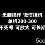 无脑操作微信挂机单机200-300一天,不死号,可放大-我创创业-副业网-网络创业-资源分享-网课资源-学习教程-学知识-自媒体-抖音-视频号-小红书-网络项目,赚钱软件,副业,兼职,学生赚,挂机赚-我创创业-副业网-5ccy.cn