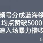 视频号分成蓝海领域,均点赞破5000,速速入场暴力撸收益-我创创业-副业网-网络创业-资源分享-网课资源-学习教程-学知识-自媒体-抖音-视频号-小红书-网络项目,赚钱软件,副业,兼职,学生赚,挂机赚-我创创业-副业网-5ccy.cn
