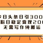 （7763期）今日头条日引300 创业粉日稳定变现2000 无需写作纯搬运-我创创业-副业网-网络创业-资源分享-网课资源-学习教程-学知识-自媒体-抖音-视频号-小红书-网络项目,赚钱软件,副业,兼职,学生赚,挂机赚-我创创业-副业网-5ccy.cn