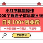(7676期)小红书批量操作《1000个野路子信息差》玩法 日引100 创业粉 一分钟一个图文-我创创业-副业网-网络创业-资源分享-网课资源-学习教程-学知识-自媒体-抖音-视频号-小红书-网络项目,赚钱软件,副业,兼职,学生赚,挂机赚-我创创业-副业网-5ccy.cn