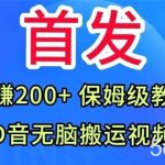 首发,抖音无脑搬运视频,日赚200 保姆级教学【揭秘】-我创创业-副业网-网络创业-资源分享-网课资源-学习教程-学知识-自媒体-抖音-视频号-小红书-网络项目,赚钱软件,副业,兼职,学生赚,挂机赚-我创创业-副业网-5ccy.cn