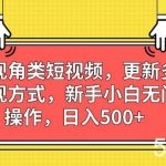 第一视角类短视频,更新多样化变现方式,新手小白无门槛操作,日入500 【揭秘】-我创创业-副业网-网络创业-资源分享-网课资源-学习教程-学知识-自媒体-抖音-视频号-小红书-网络项目,赚钱软件,副业,兼职,学生赚,挂机赚-我创创业-副业网-5ccy.cn