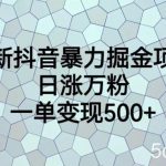 最新抖音暴力掘金项目,日涨万粉,一单变现500 【揭秘】-我创创业-副业网-网络创业-资源分享-网课资源-学习教程-学知识-自媒体-抖音-视频号-小红书-网络项目,赚钱软件,副业,兼职,学生赚,挂机赚-我创创业-副业网-5ccy.cn