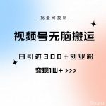 （10612期）视频号无脑搬运日引300+创业粉，变现1W+可批量复制-我创创业-副业网-网络创业-资源分享-网课资源-学习教程-学知识-自媒体-抖音-视频号-小红书-网络项目,赚钱软件,副业,兼职,学生赚,挂机赚-我创创业-副业网-5ccy.cn