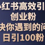 （10929期）小红书高效引流创业粉，解决你遇到的问题，日引100粉-我创创业-副业网-网络创业-资源分享-网课资源-学习教程-学知识-自媒体-抖音-视频号-小红书-网络项目,赚钱软件,副业,兼职,学生赚,挂机赚-我创创业-副业网-5ccy.cn